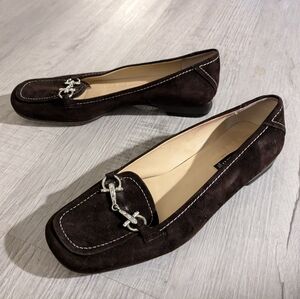 Claudia ciuti suede leather loafers with buckles. US Sz 7.5.